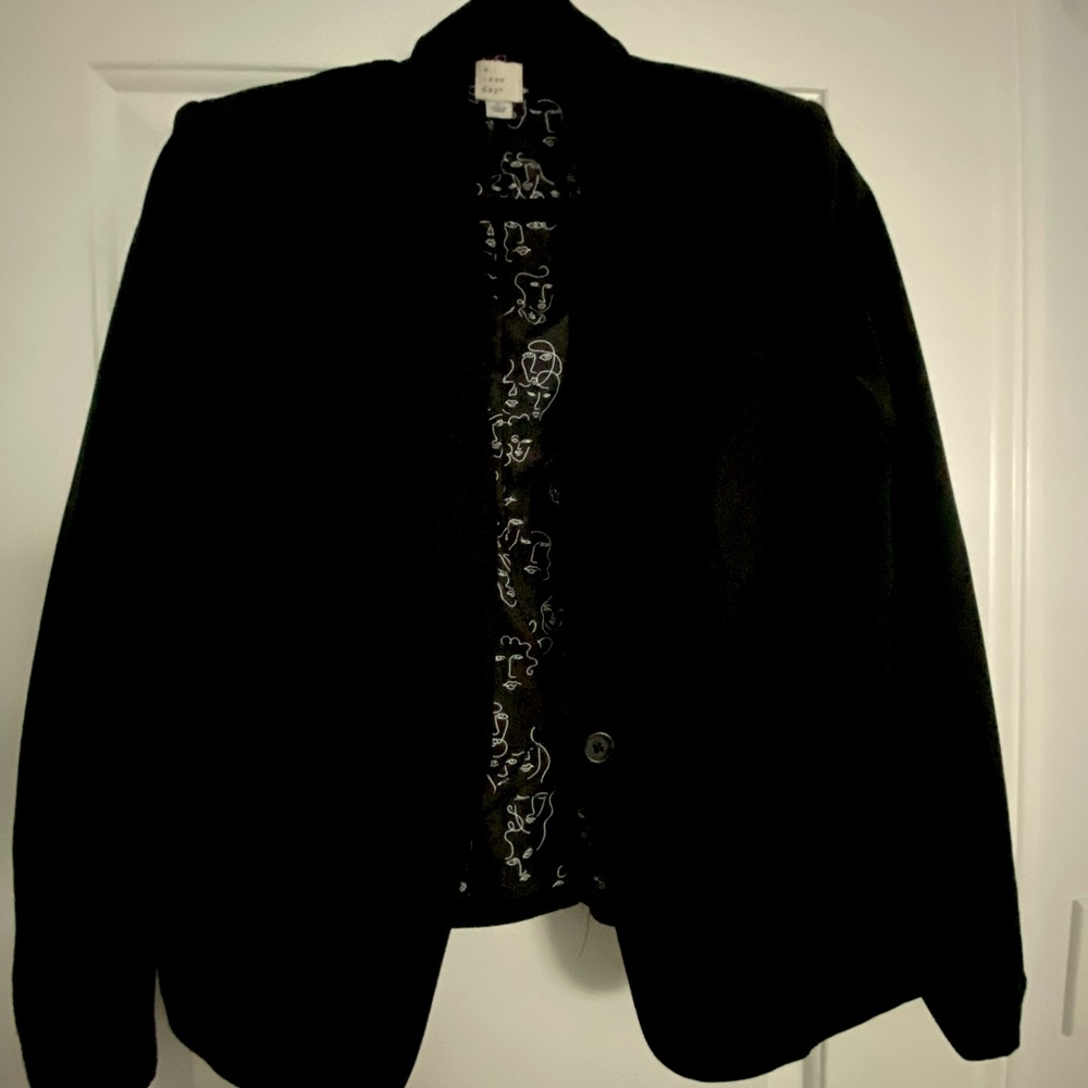 Black Cotton Basic Blazer With Cool Lining - image 1